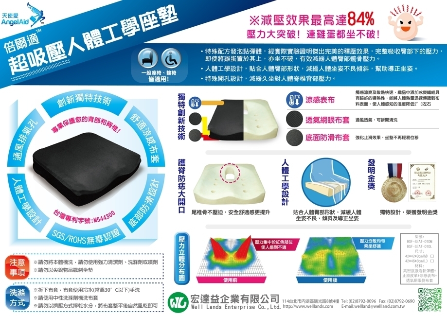 【AngelAid 天使愛】Bestabsorb™倍爾適-超吸壓人體工學坐墊-1