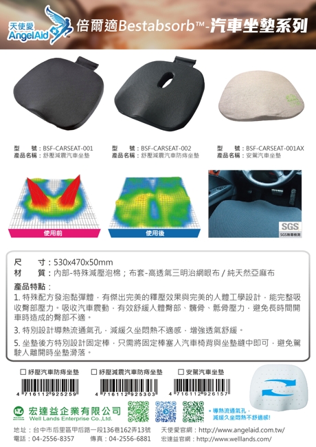 【AngelAid 天使愛】Bestabsorb™倍爾適-紓壓減震汽車坐墊-1