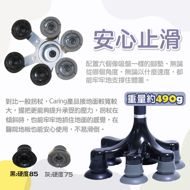 日本製 caring stick 六點拐杖，提供穩定抓地感，讓您能夠穩定步行-2